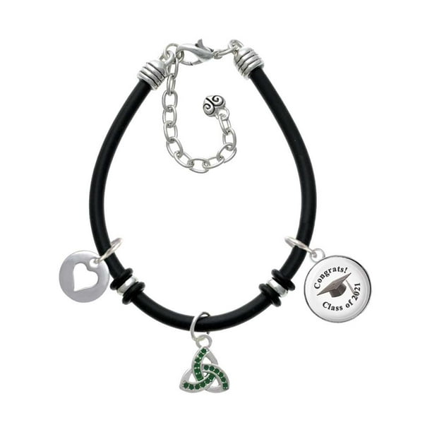 Always My Sister Bar Zoe Bracelet Silvertone Small 2-D Green Trinity Knot 8 Always My Sister Bar Zoe Bracelet Silvertone Small 2-D Green Trinity Knot 8